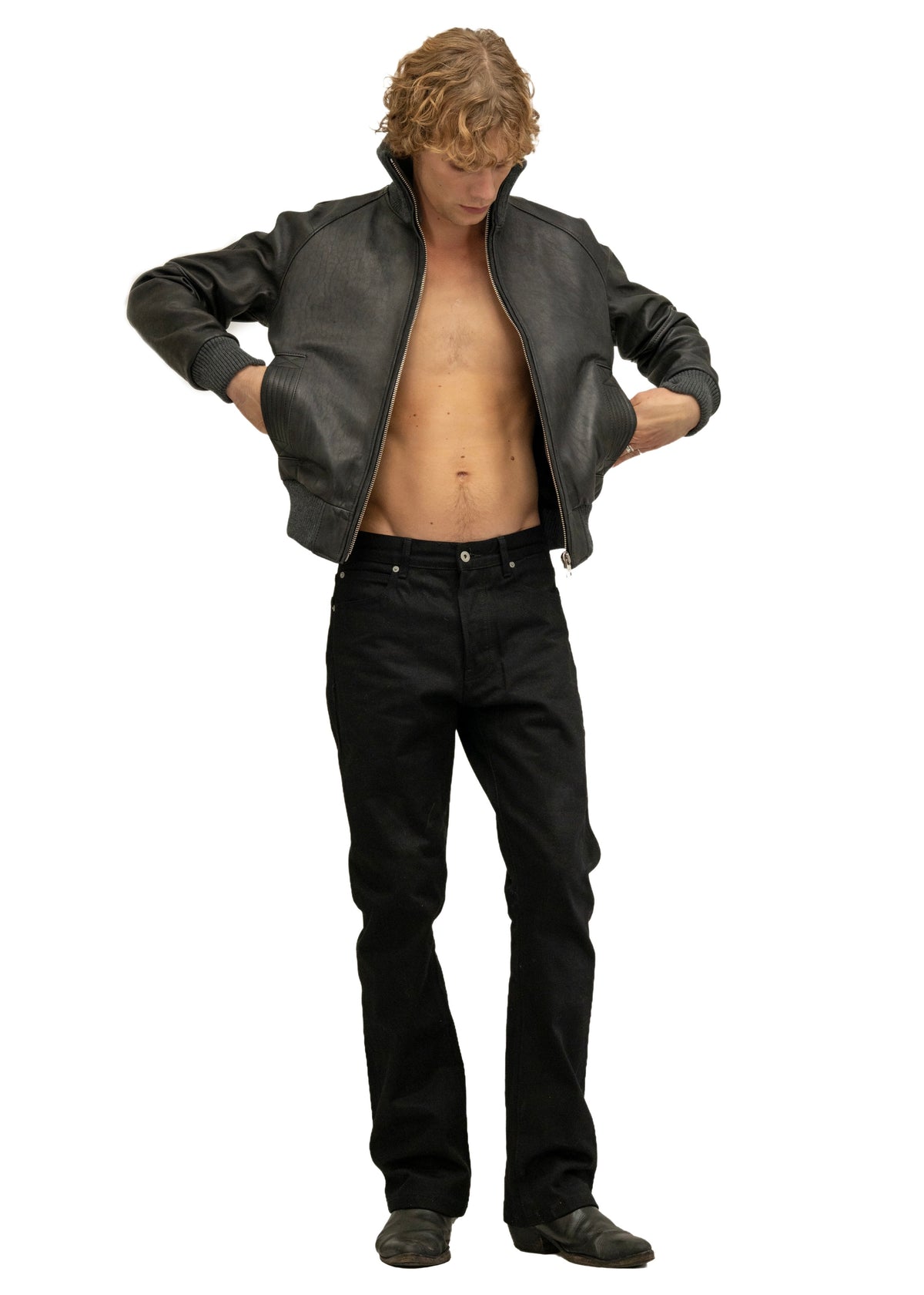DUST ONE CUT LEATHER JACKET BLACK