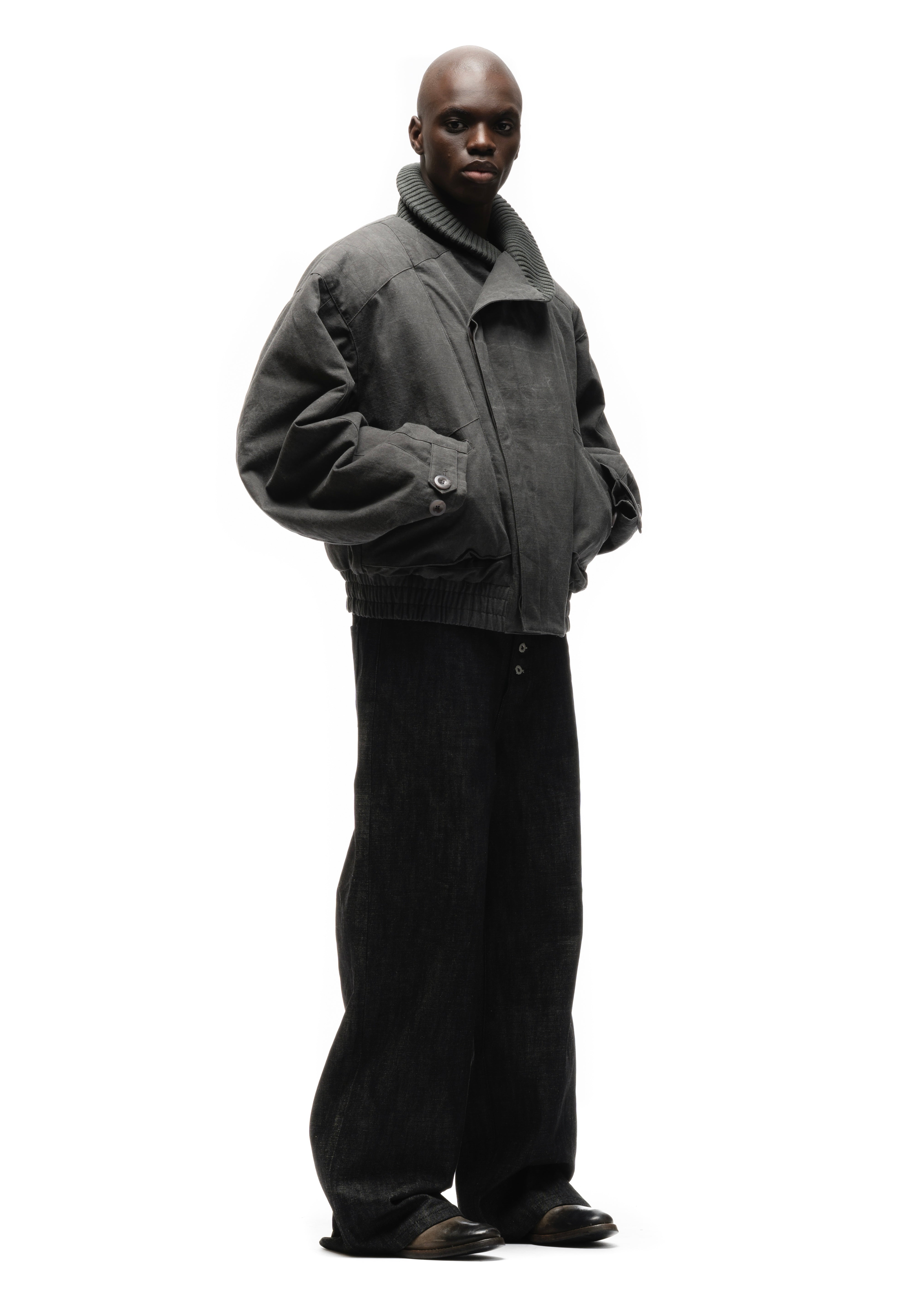 JAPANESE FLIGHT PADDED BOMBER JACKET STRUCTURED GREY – NO/FAITH