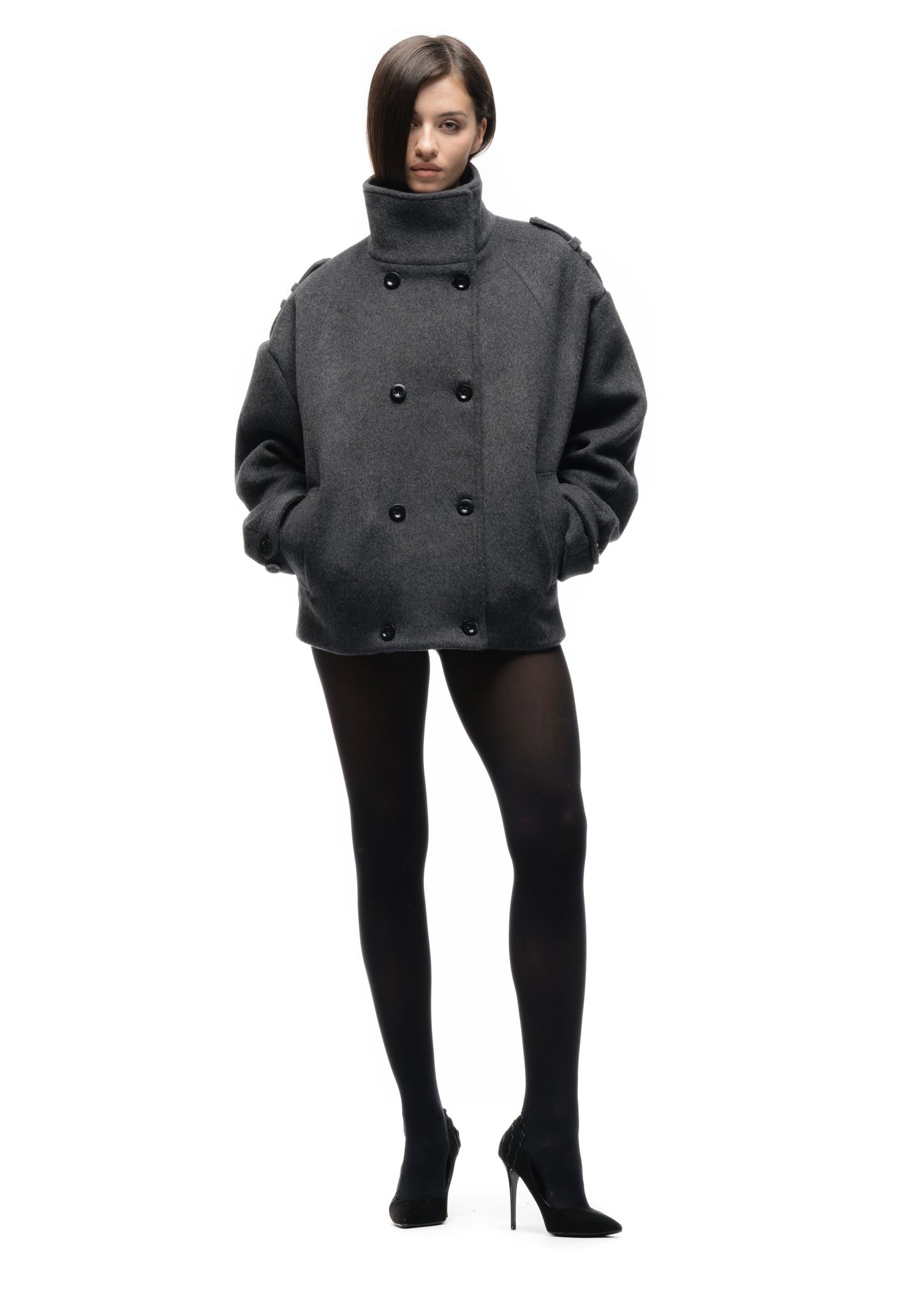 BUTTON UP MARINE JACKET GREY FEMALE