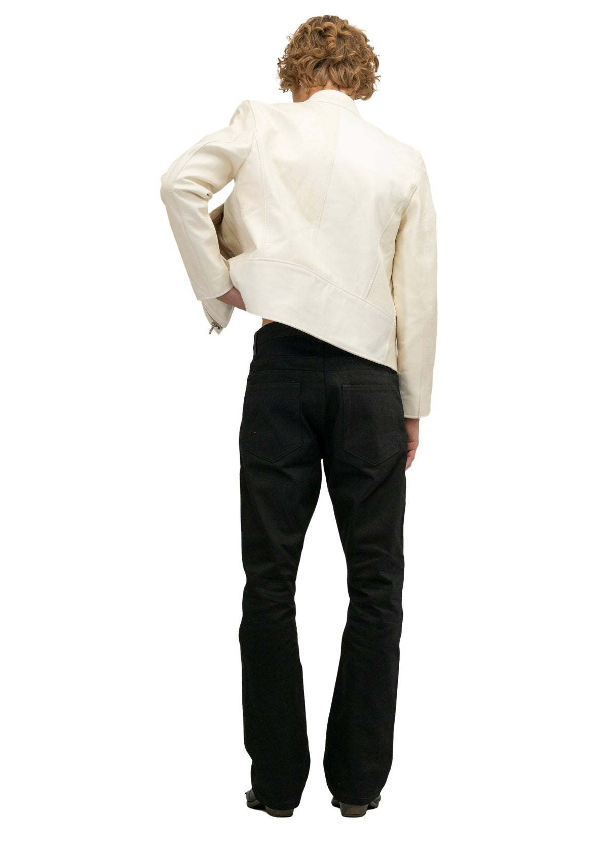 DRIVER ONE CUT WHITE LEATHER JACKET