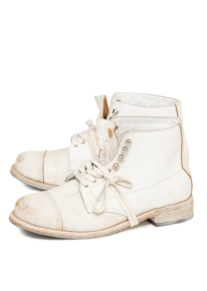 UTILITY BOOTS CRACKED WHITE