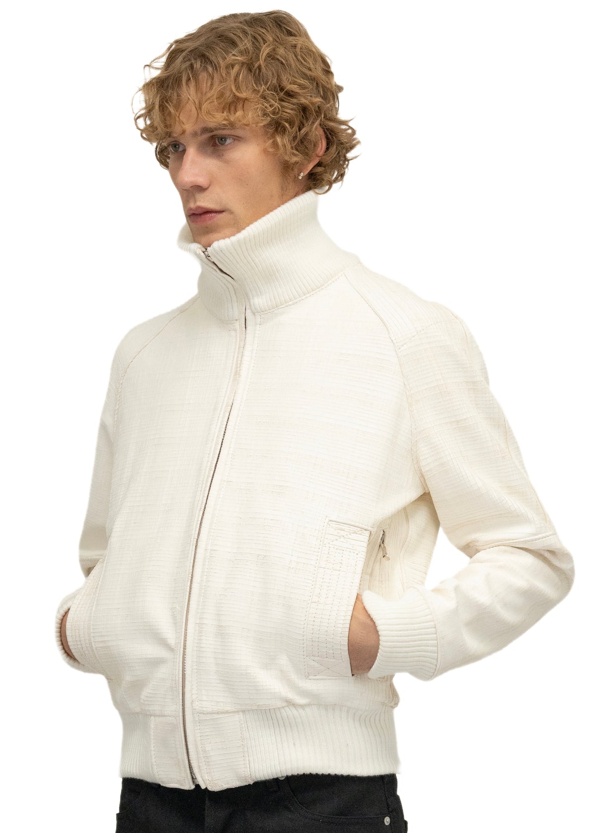 DUST ONE CUT GRID SCORED LEATHER JACKET