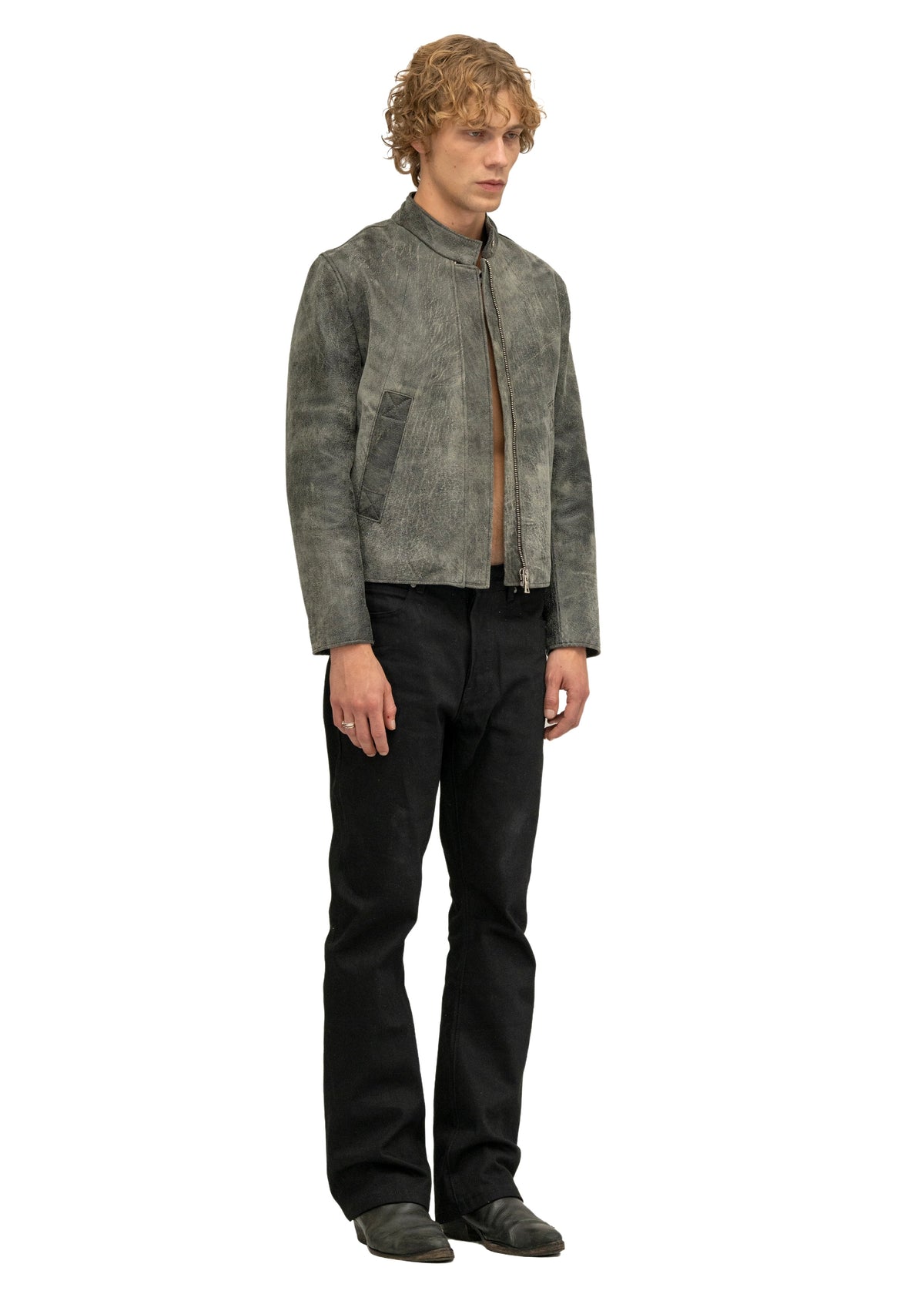 DRIVER ONE CUT STONE LEATHER JACKET