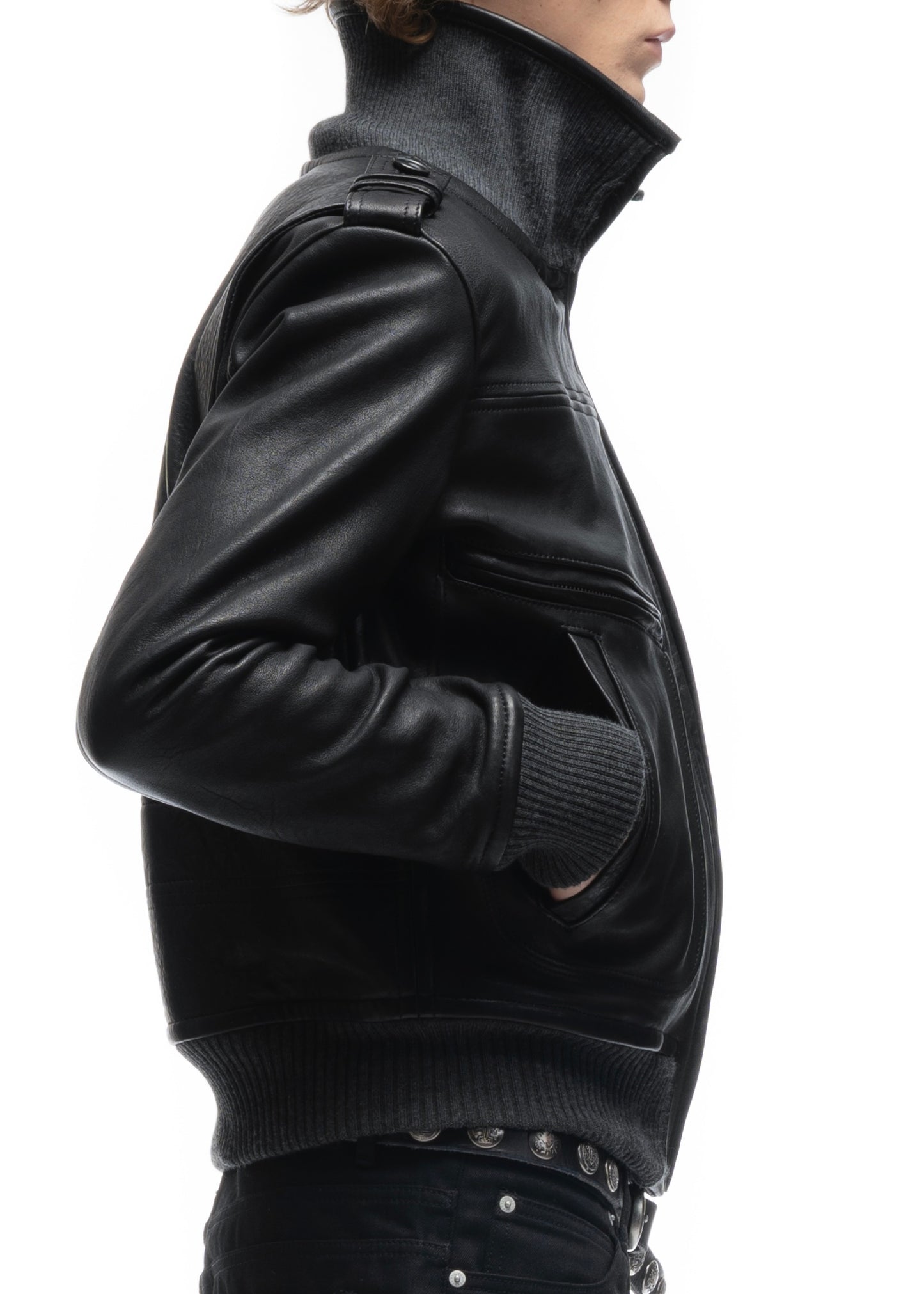 SHADOW OPERATOR LEATHER JACKET BLACK