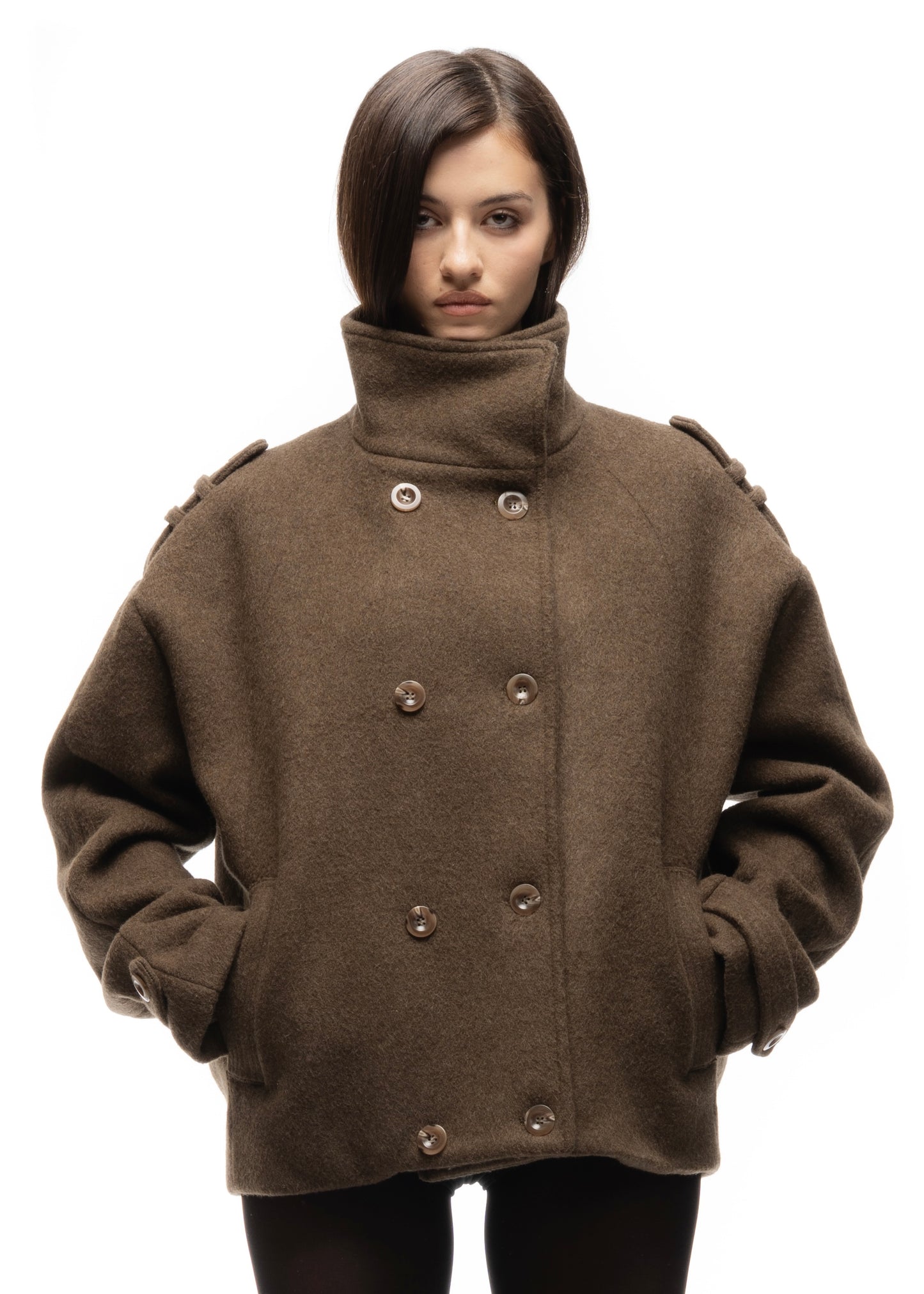 BUTTON UP MARINE JACKET GREEN FEMALE