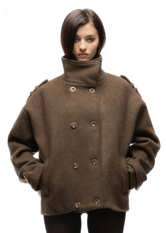 BUTTON UP MARINE JACKET GREEN FEMALE