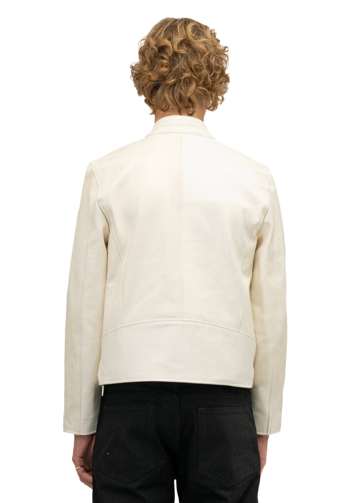 DRIVER ONE CUT WHITE LEATHER JACKET