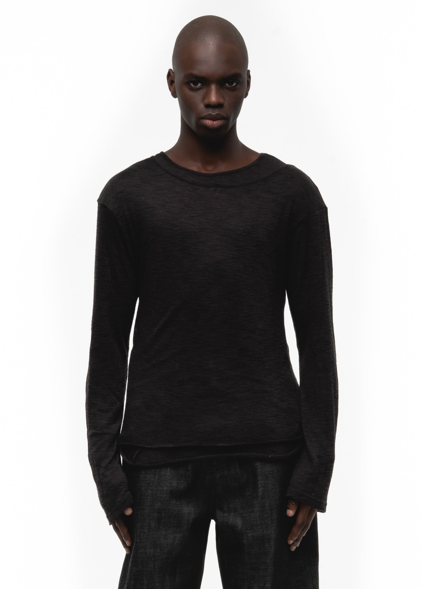 JAPANESE DOUBLE-LAYERED LONGSLEEVE BLACK