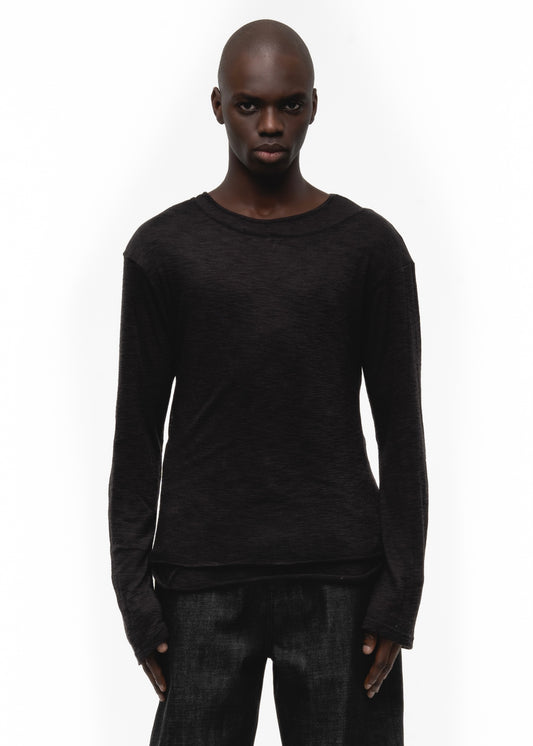 JAPANESE DOUBLE-LAYERED LONGSLEEVE BLACK