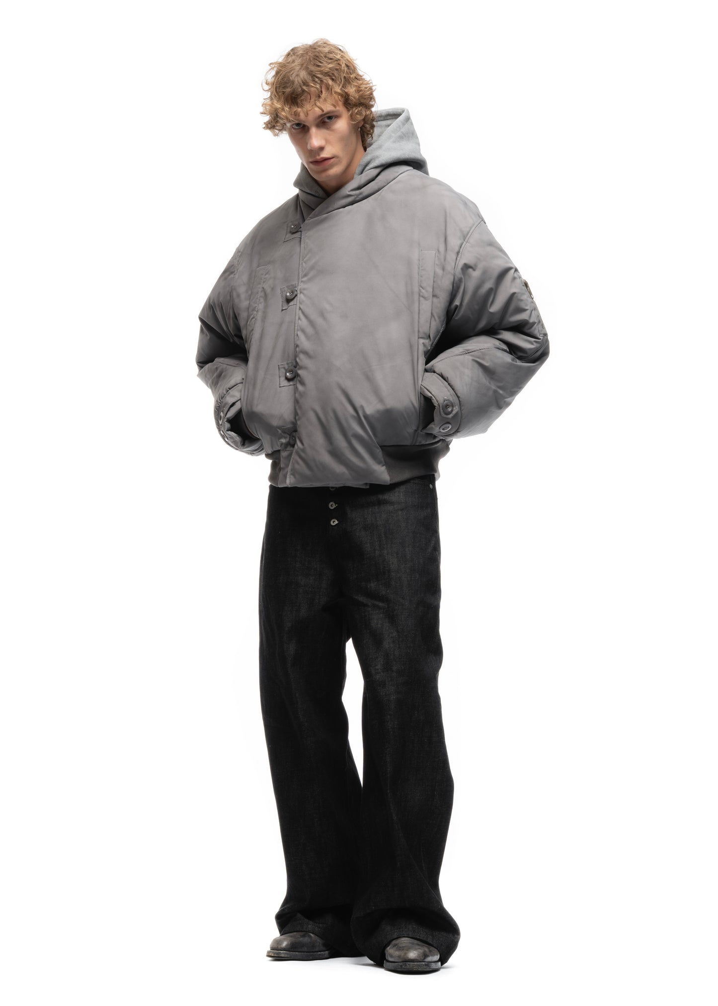 FENCING WAFFLE BOMBER JACKET GREY