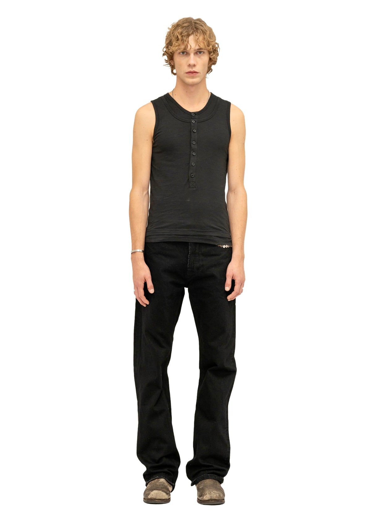 DOUBLE-LAYERED TANK TOP BLACK