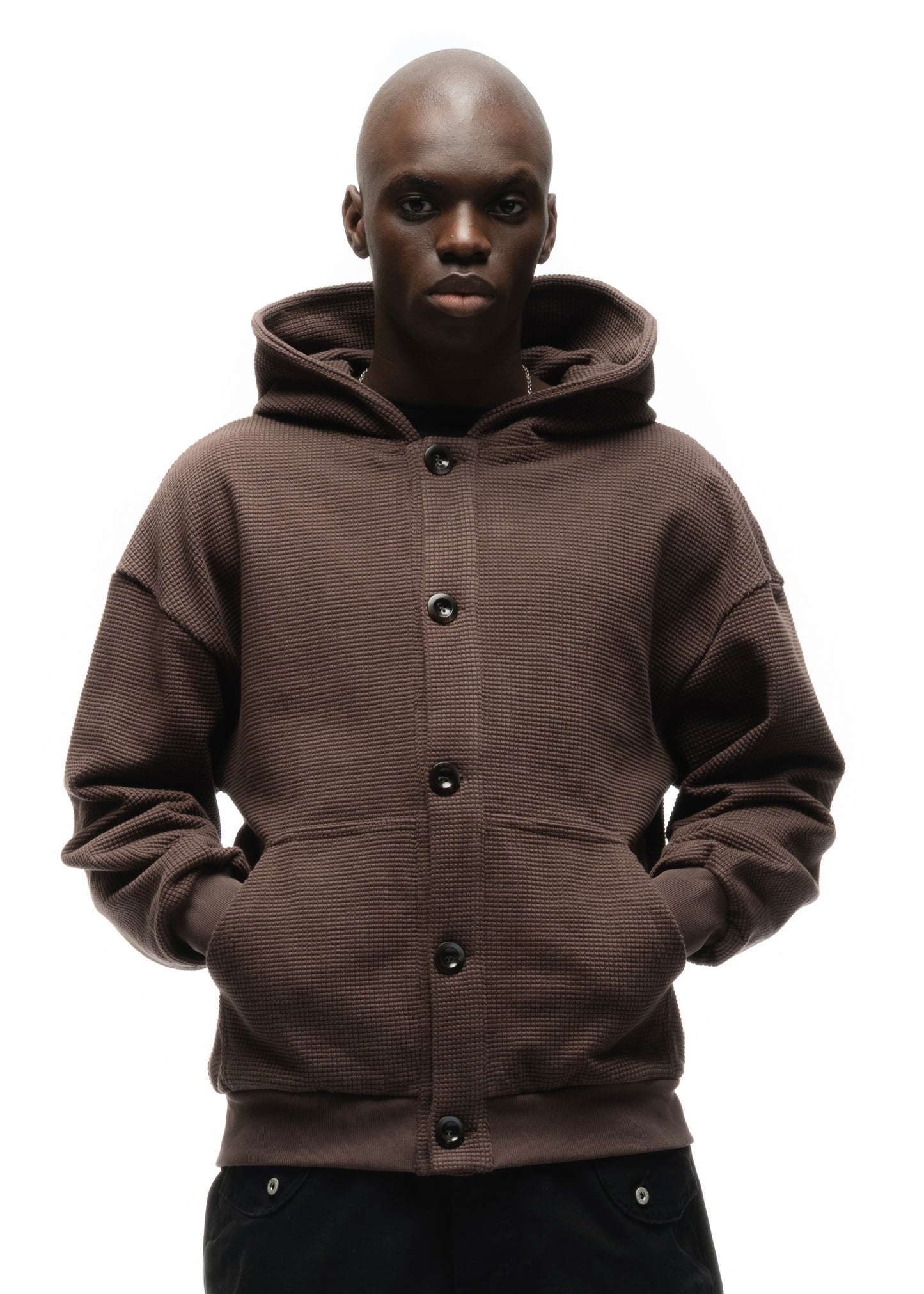 BUTTON KNIT COTTON JACKET WASHED OUT BROWN