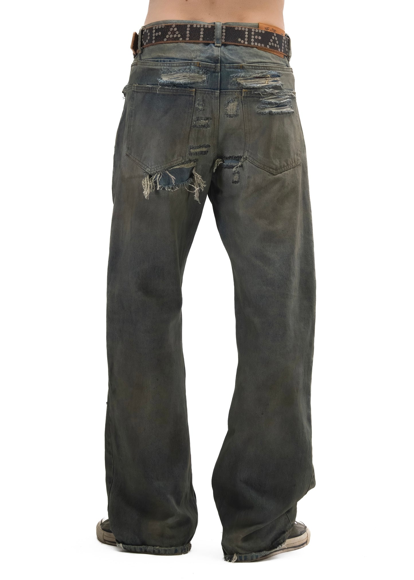 NO FAITH JEANS STUDDED LEATHER BELT