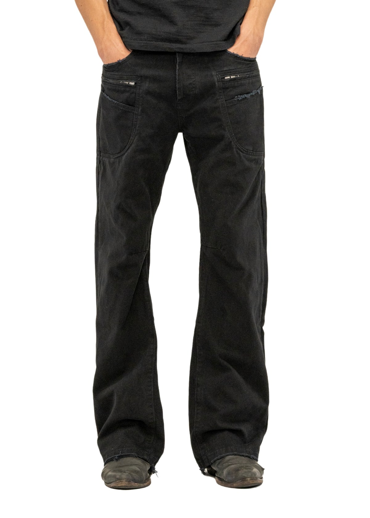 FRAYED BOOTCUT DENIM BLACK