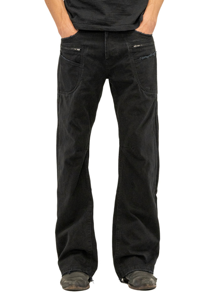 FRAYED BOOTCUT DENIM BLACK