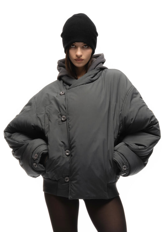 FENCING WAFFLE BOMBER JACKET COLD GREY FEMALE