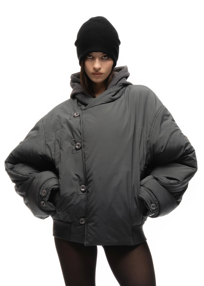 FENCING WAFFLE BOMBER JACKET COLD GREY FEMALE