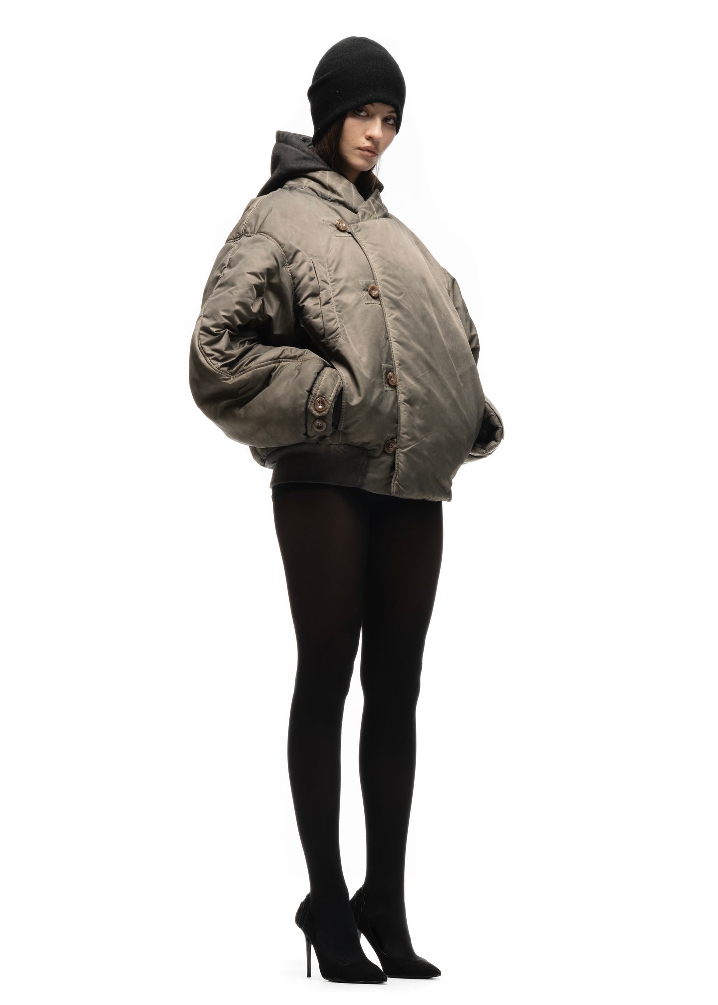 FENCING WAFFLE BOMBER JACKET USED BEIGE FEMALE