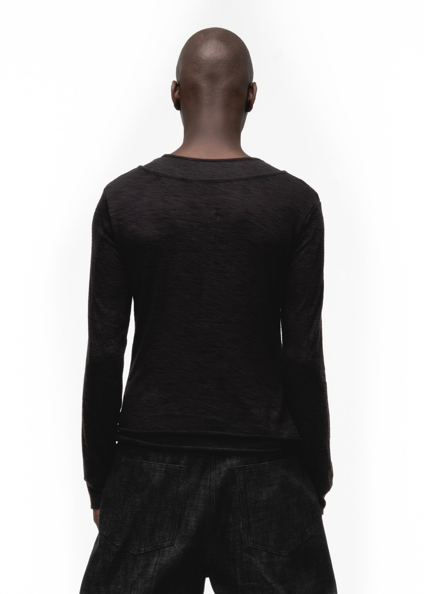 JAPANESE DOUBLE-LAYERED BUTTON LONGSLEEVE BLACK