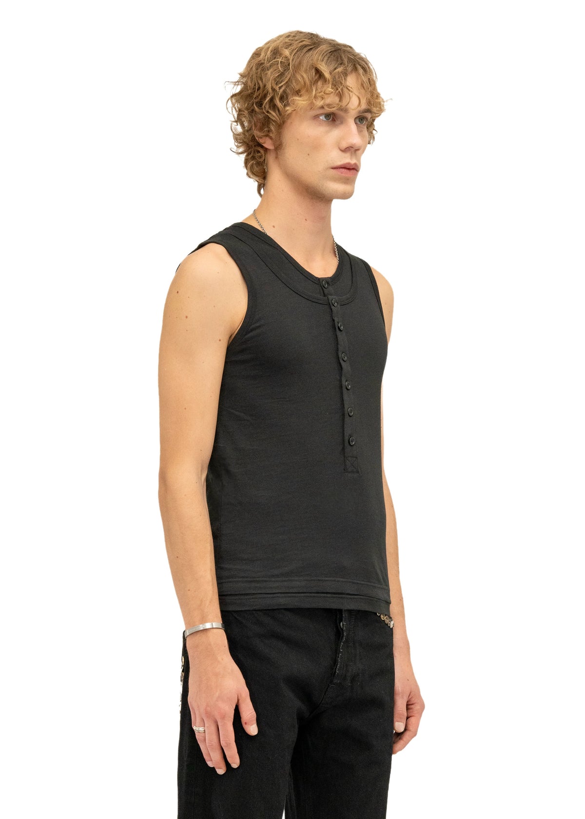 DOUBLE-LAYERED TANK TOP BLACK