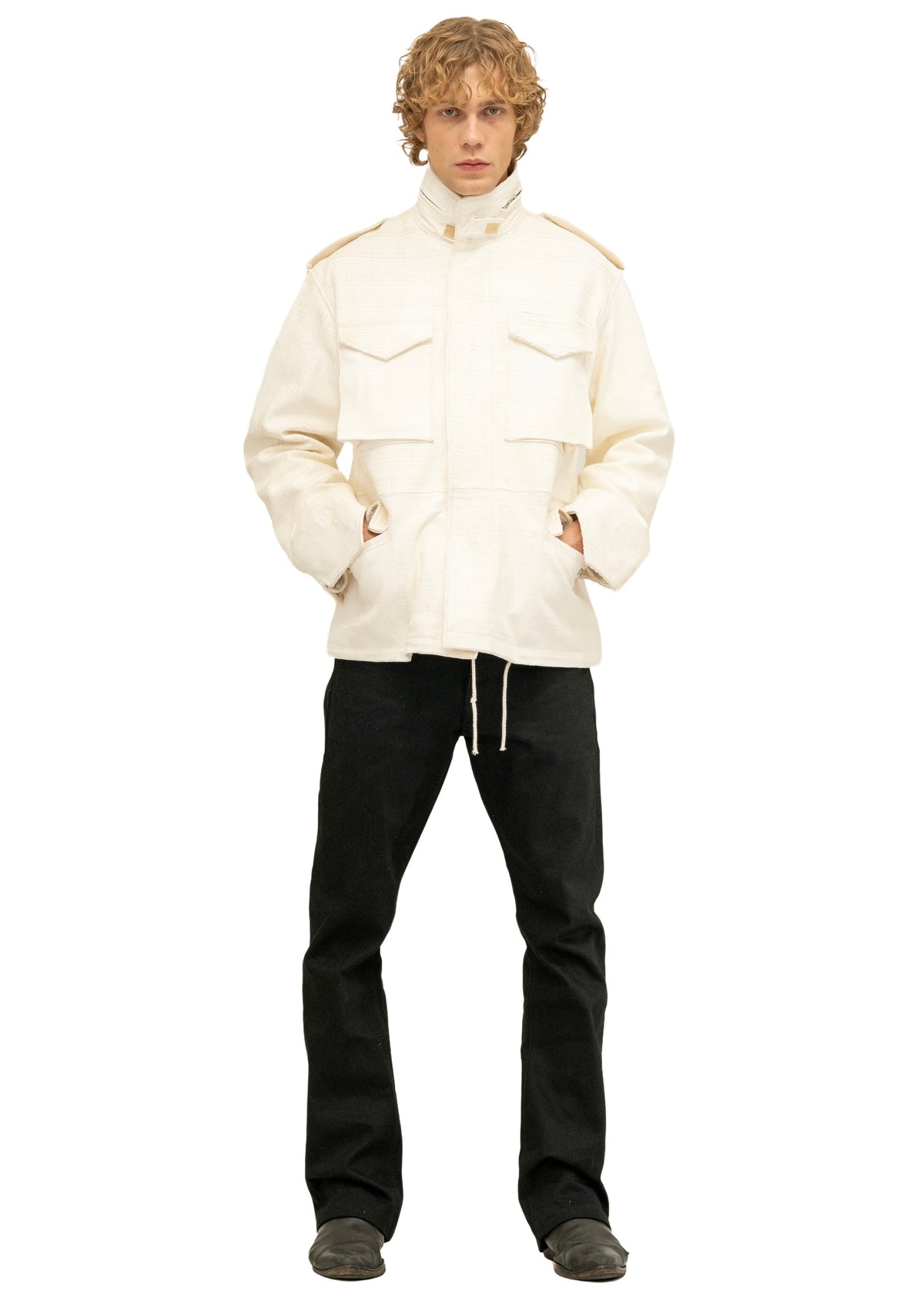 LEATHER FIELD PARKA WHITE