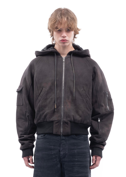 HOOD BOMBER USED BROWN