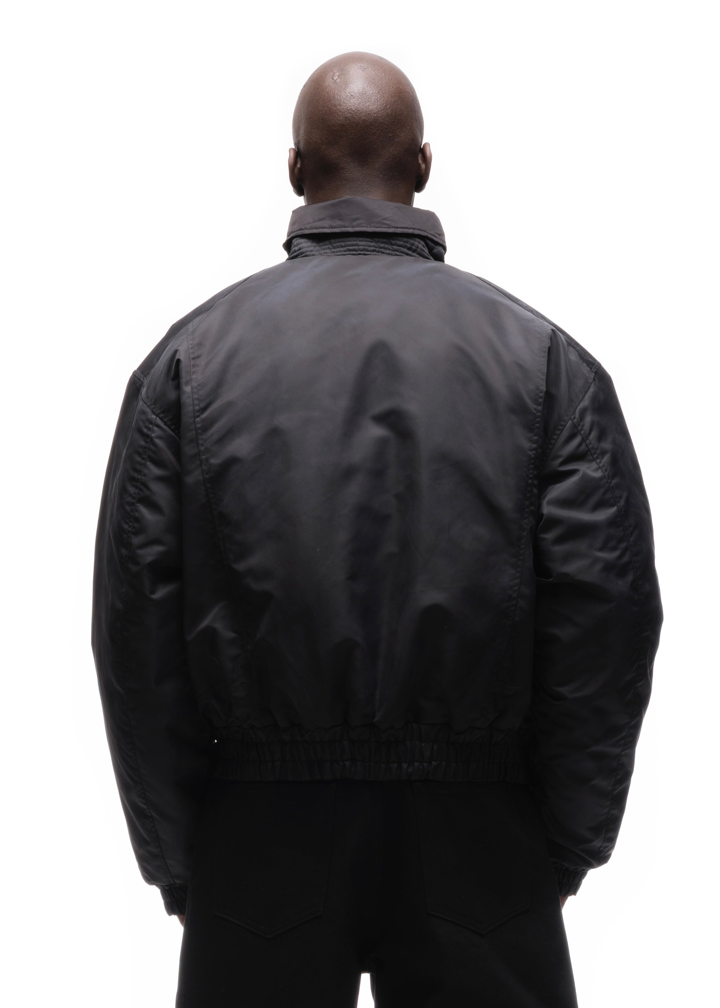 ASYMMETRICAL ZIP BOMBER JACKET BLACK – NO/FAITH STUDIOS