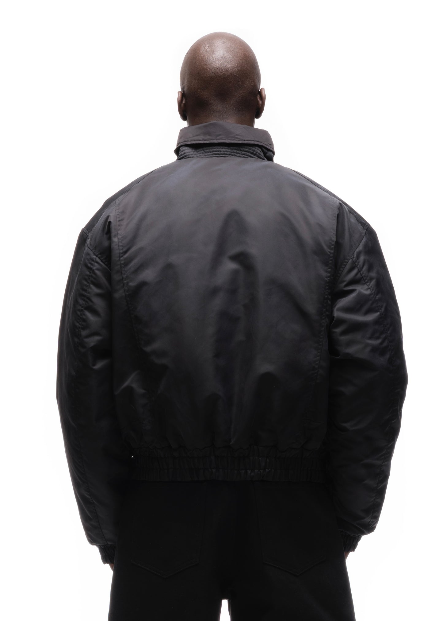 ASYMMETRICAL ZIP BOMBER JACKET BLACK