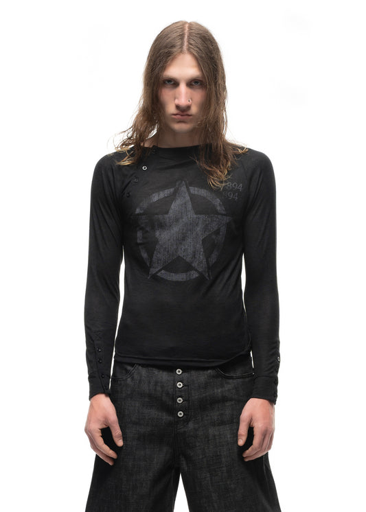 ASYMMETRICAL STAR LONGSLEEVE BLACK