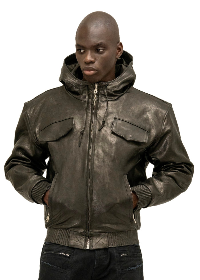 SCAR HOOD LEATHER JACKET