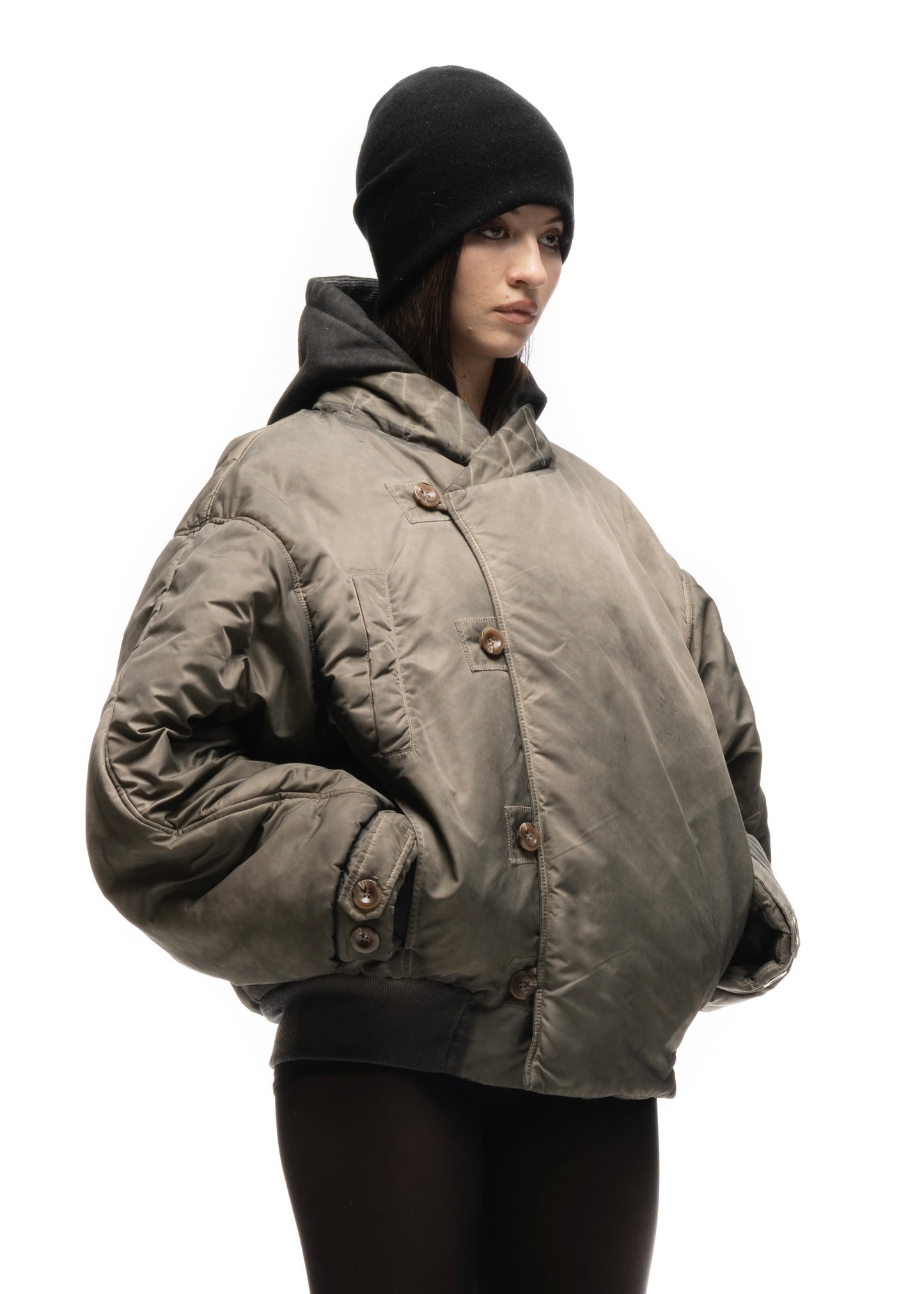 FENCING WAFFLE BOMBER JACKET USED BEIGE FEMALE