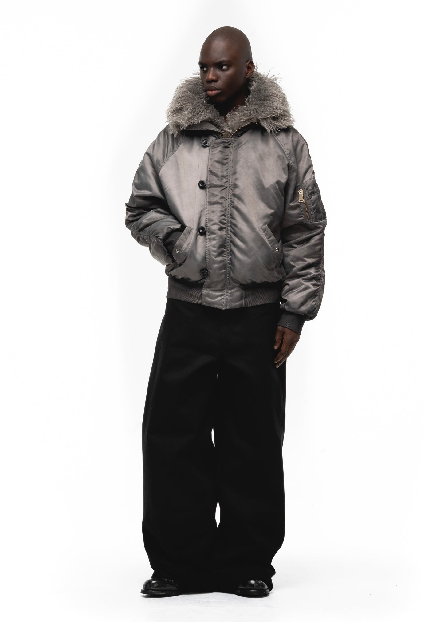 ASTRO FUR BOMBER JACKET GREY