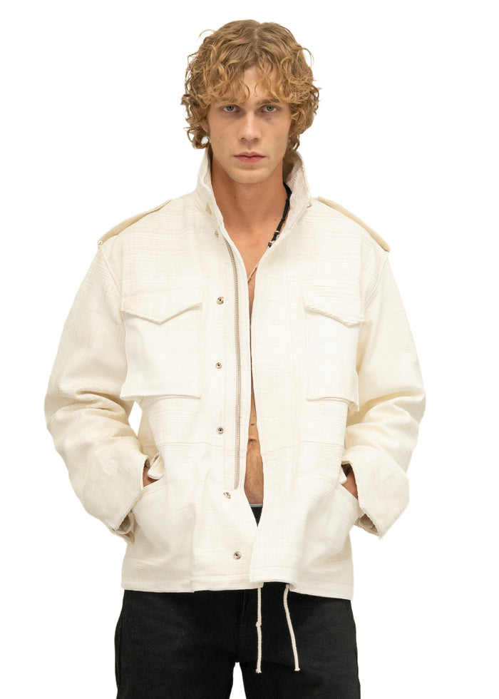 LEATHER FIELD PARKA WHITE