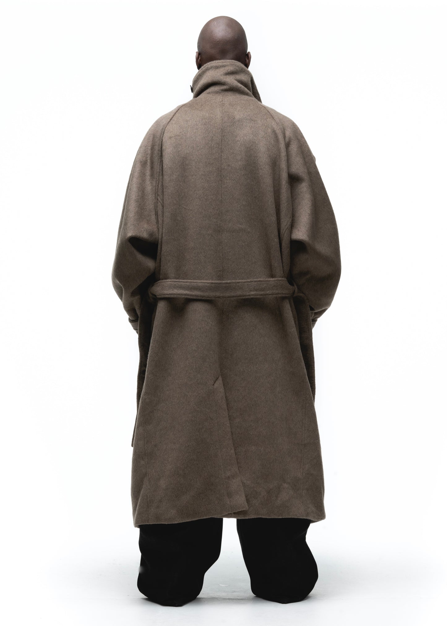 ASYMMETRICAL WOOL COAT EARTH GREEN