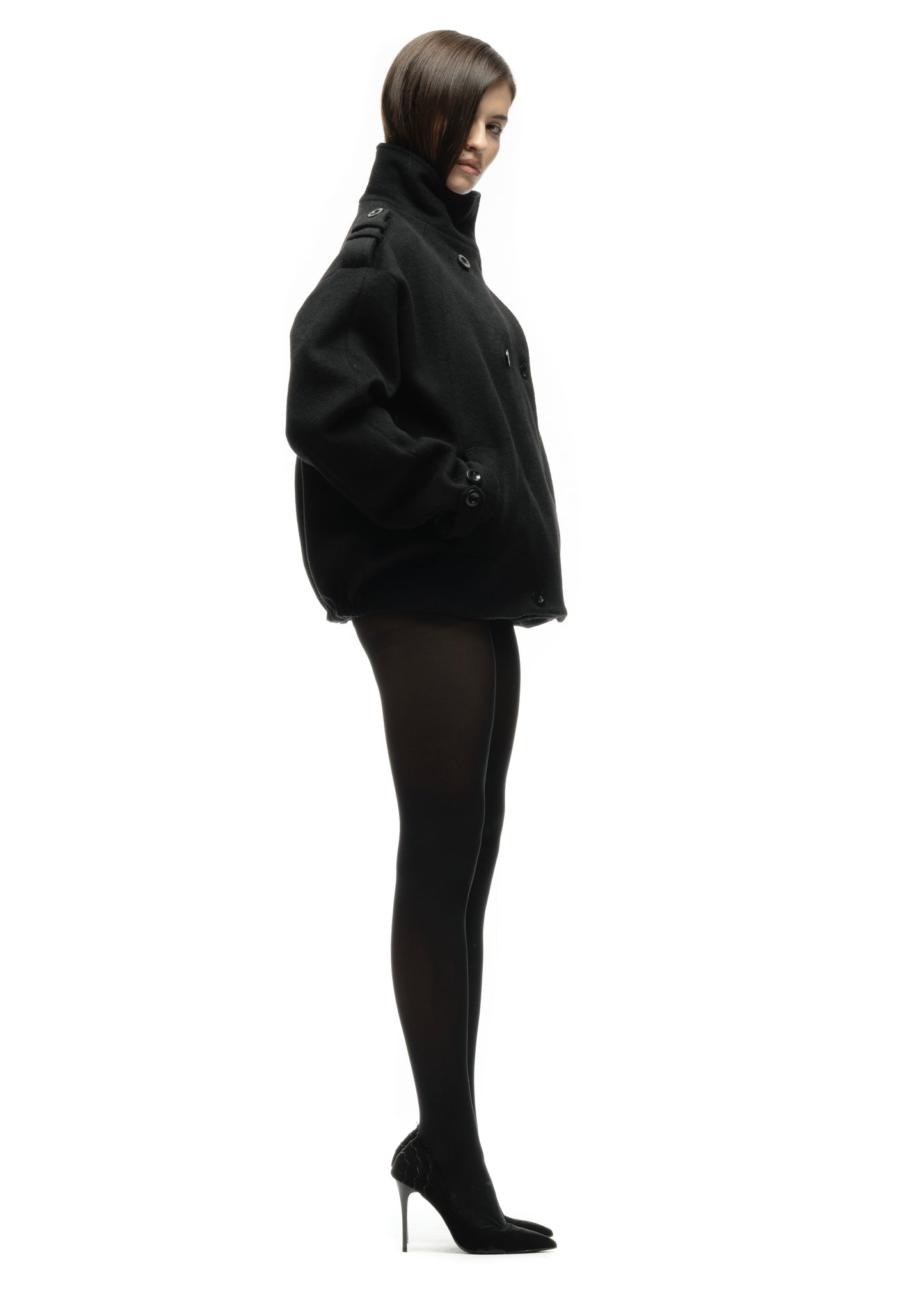 BUTTON UP MARINE JACKET BLACK FEMALE