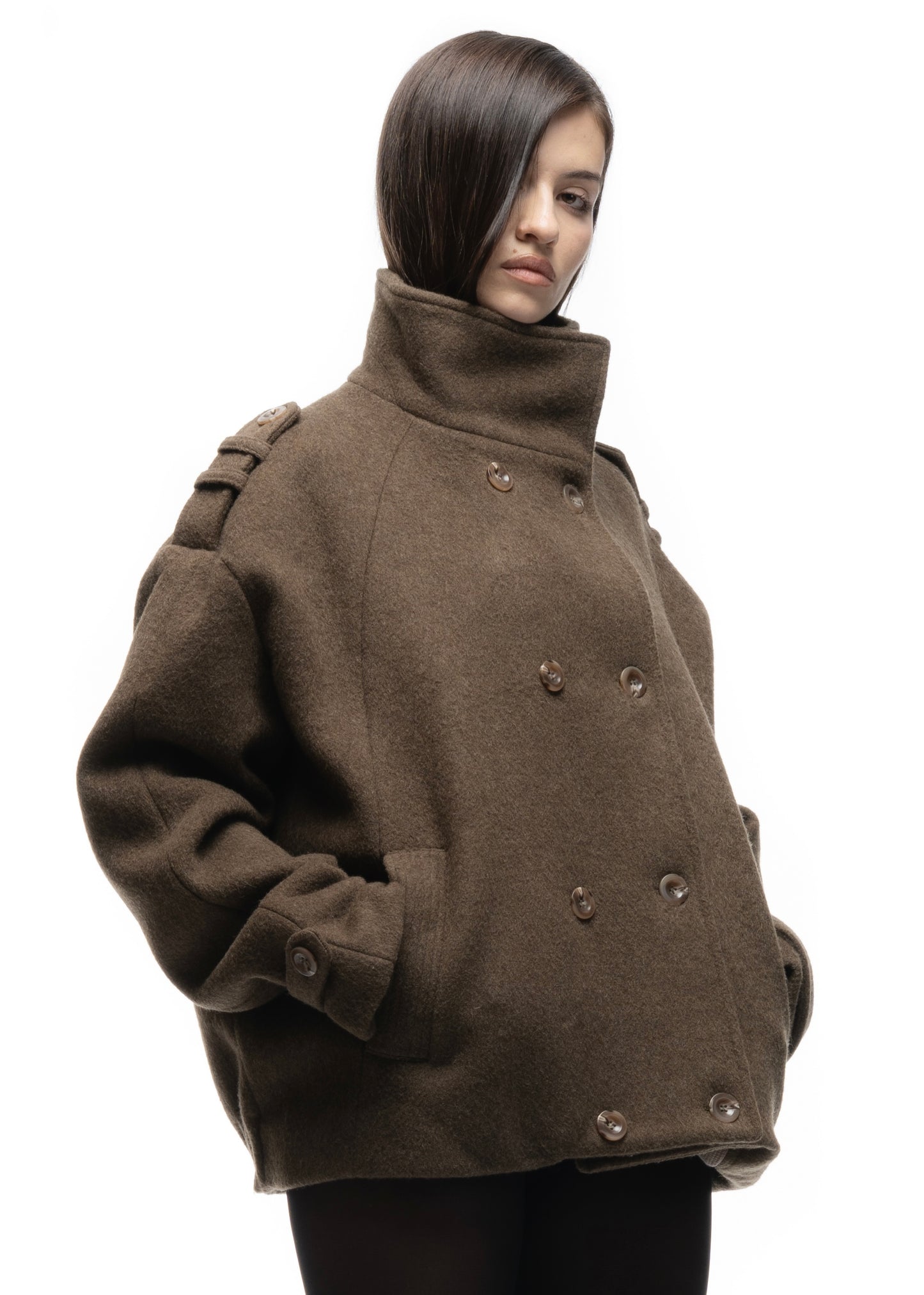 BUTTON UP MARINE JACKET GREEN FEMALE