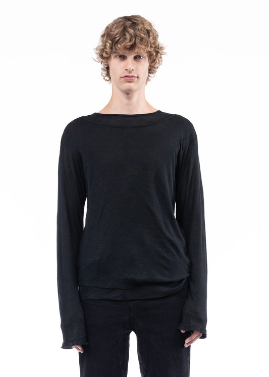 DOUBLE LAYERED ORGANIC COTTON LONGSLEEVE BLACK