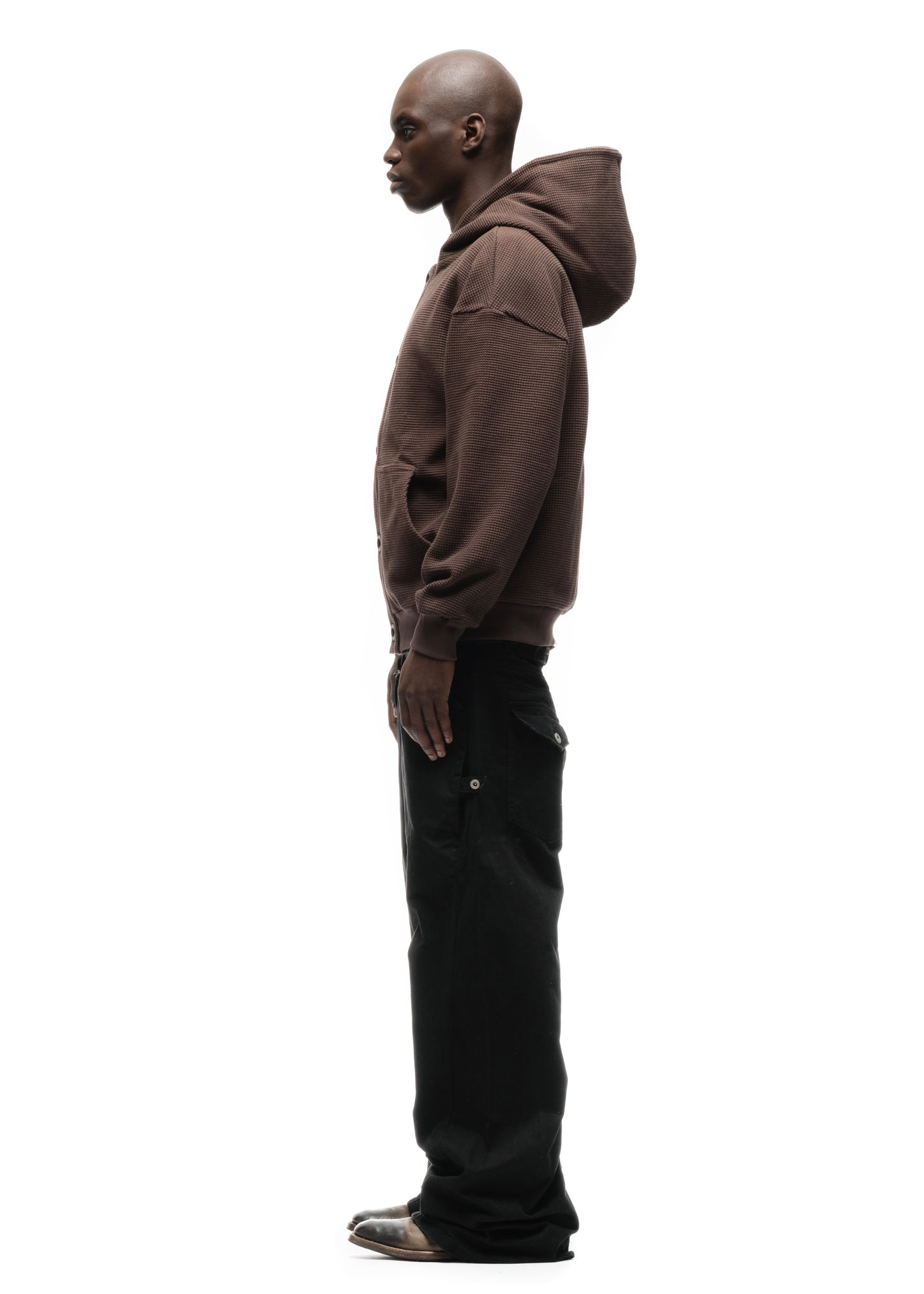 BUTTON KNIT COTTON JACKET WASHED OUT BROWN