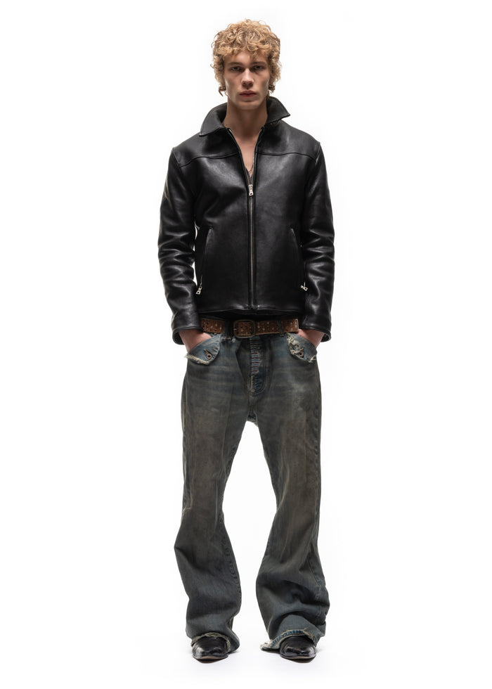 BIKER ONE CUT LEATHER JACKET