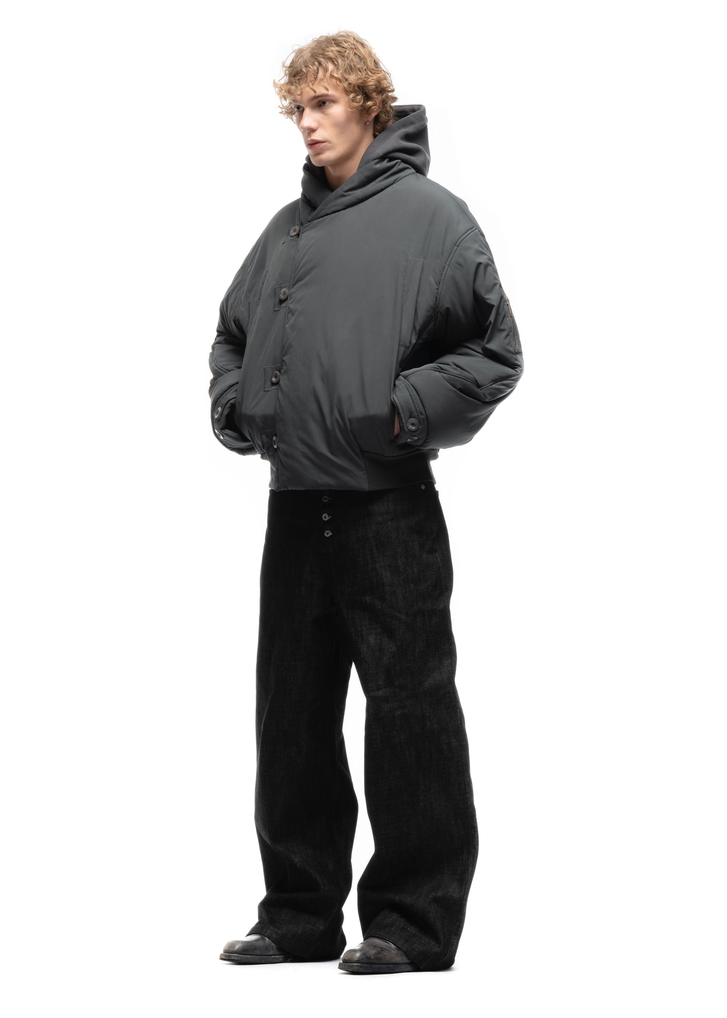 FENCING WAFFLE BOMBER JACKET COLD GREY