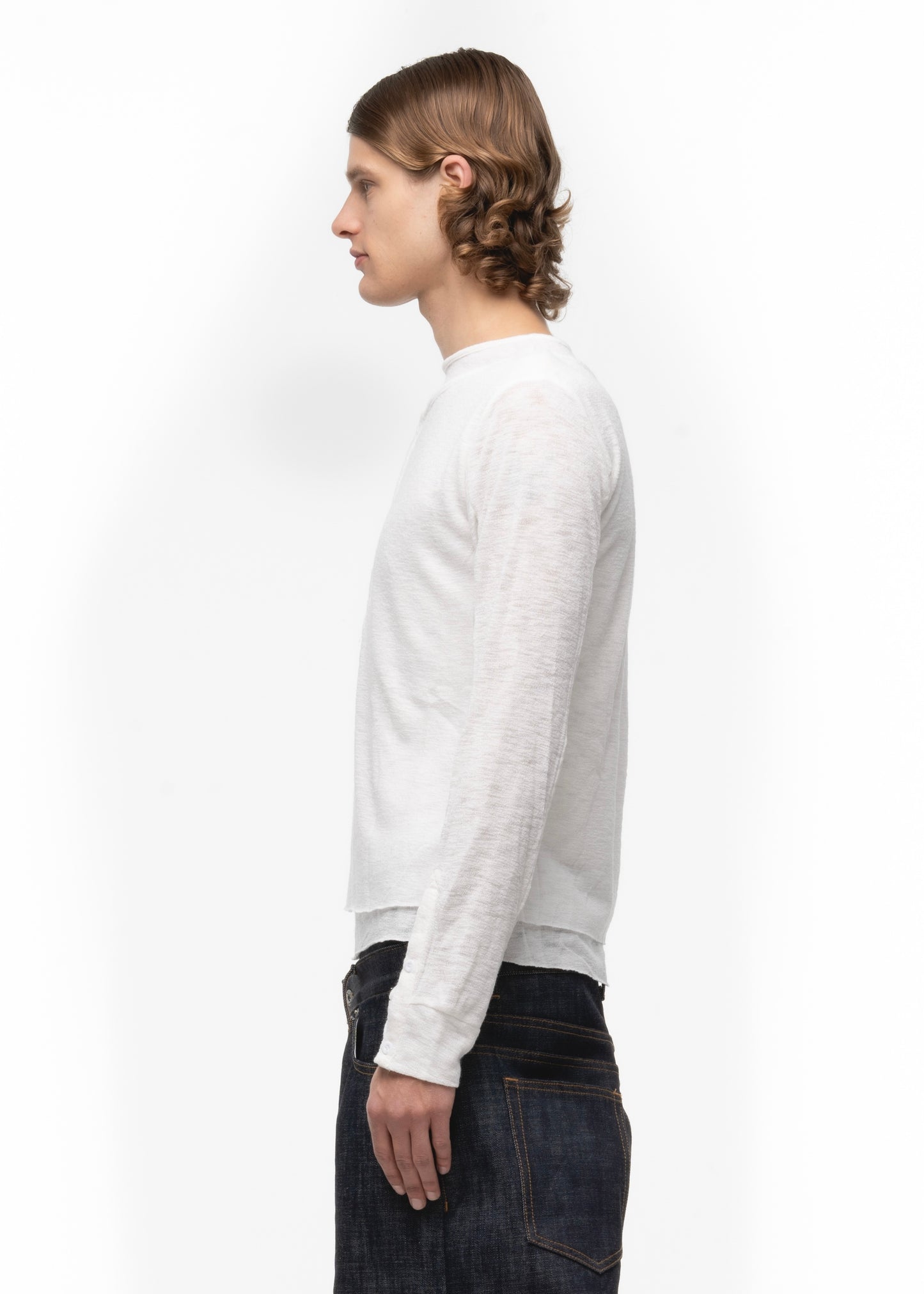 JAPANESE DOUBLE-LAYERED BUTTON LONGSLEEVE WHITE