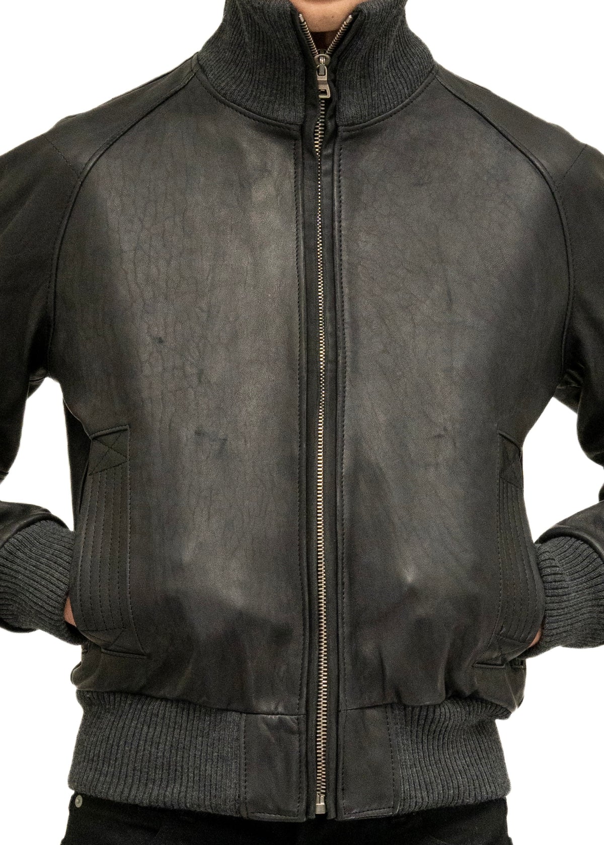 DUST ONE CUT LEATHER JACKET BLACK
