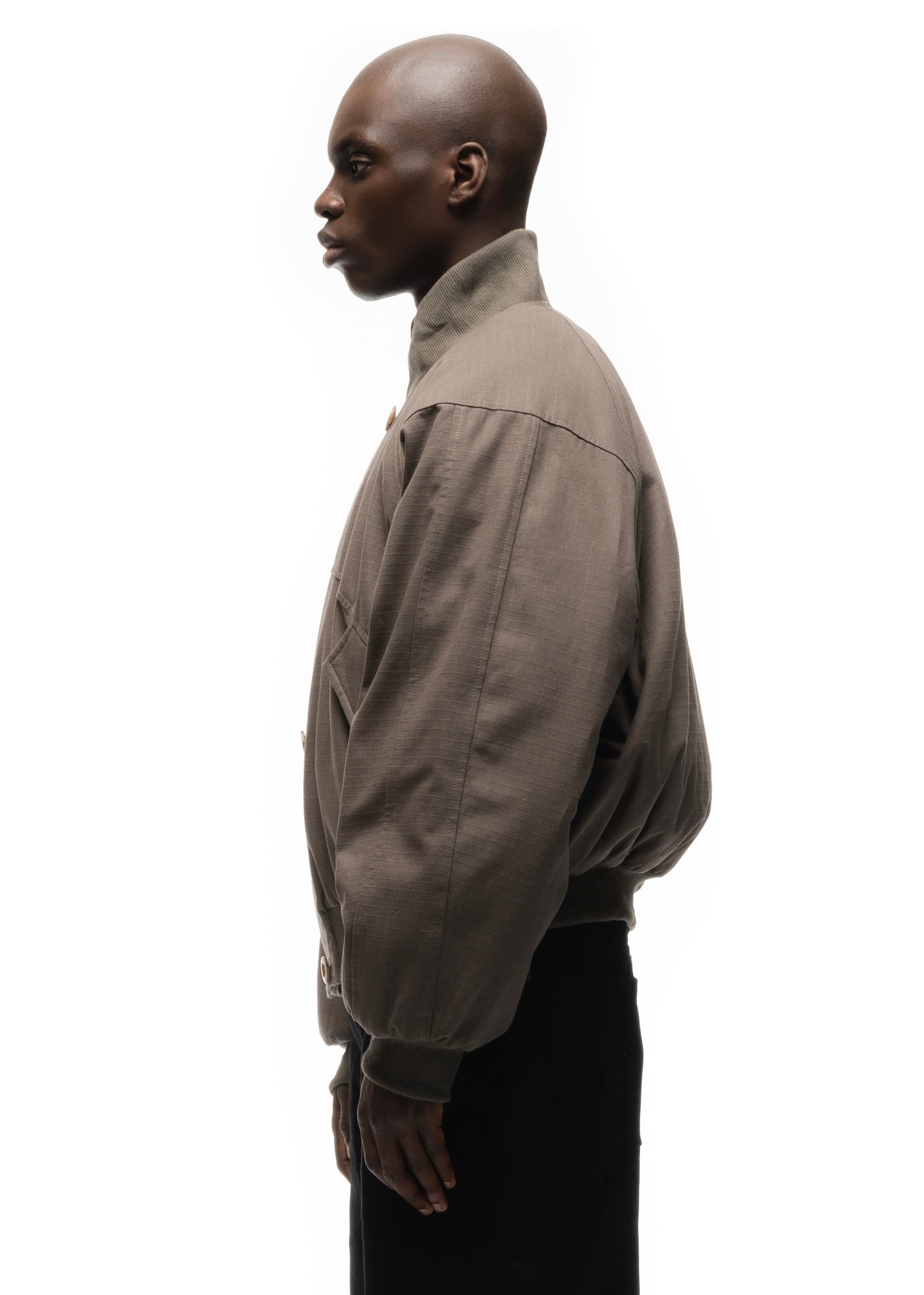 DOUBLE BUTTON BOMBER JACKET STRUCTURED STONE