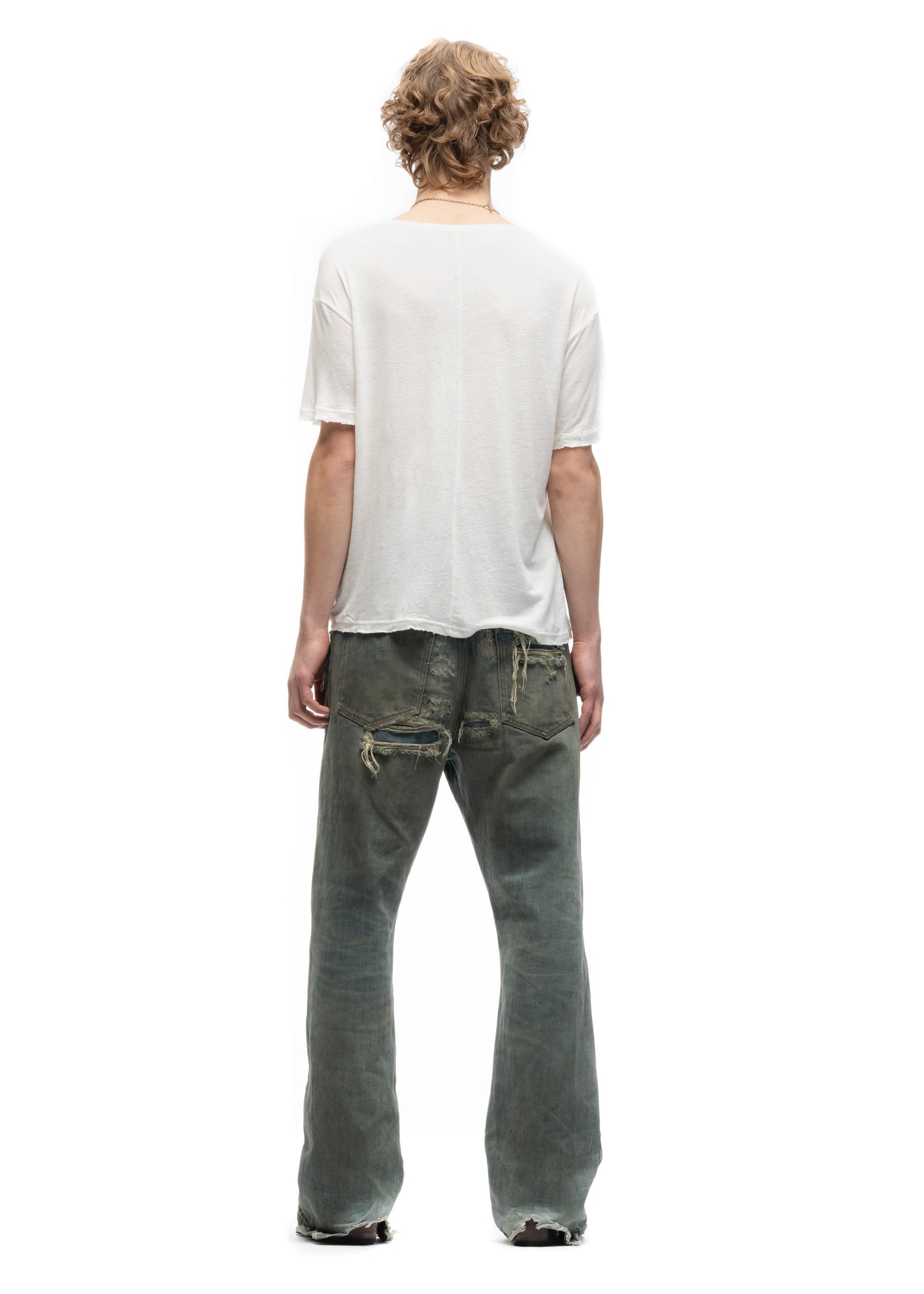 MESSAGE BUTTON UP T-SHIRT WHITE