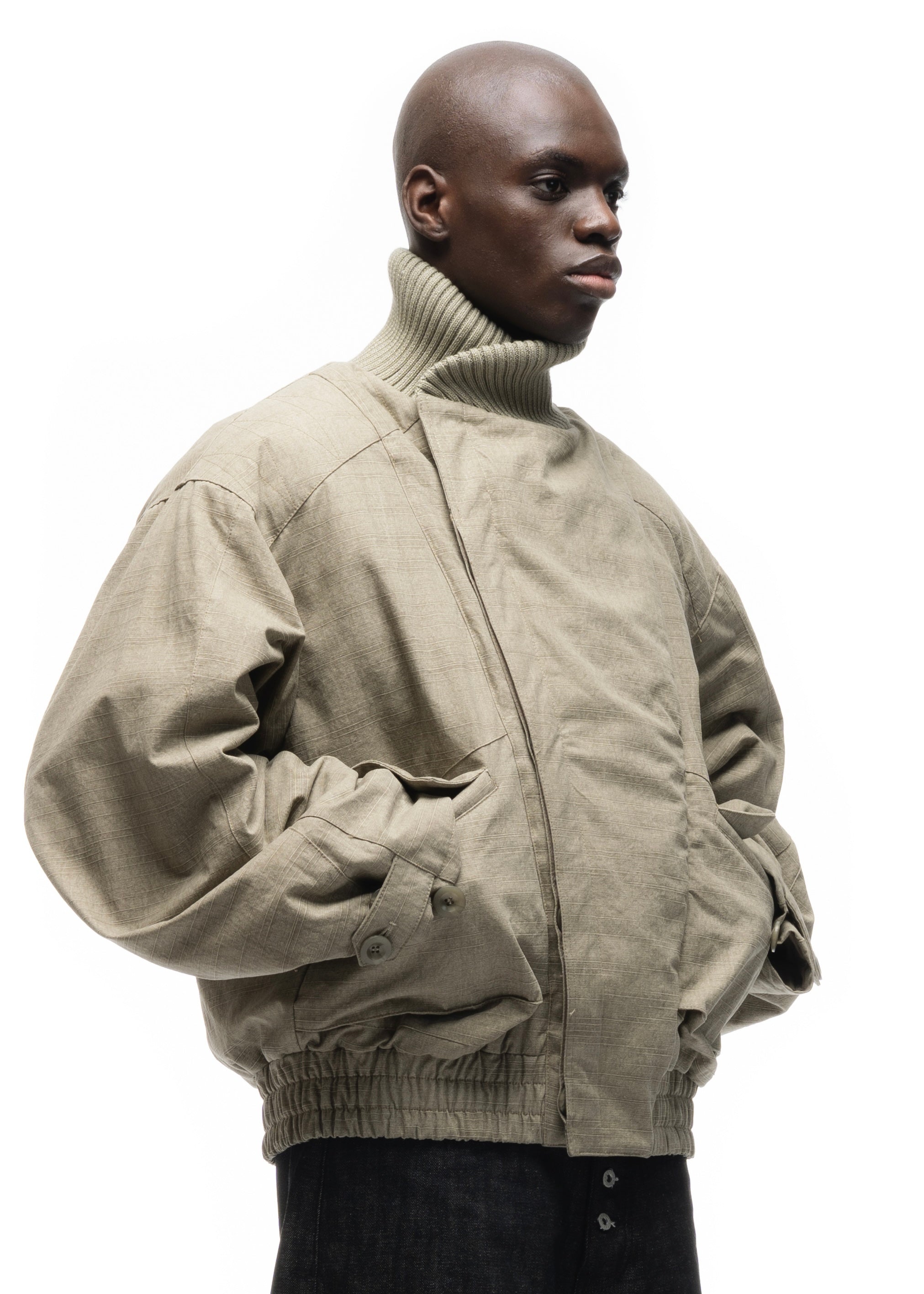 JAPANESE FLIGHT PADDED BOMBER JACKET CONCRETE BEIGE – NO/FAITH STUDIOS