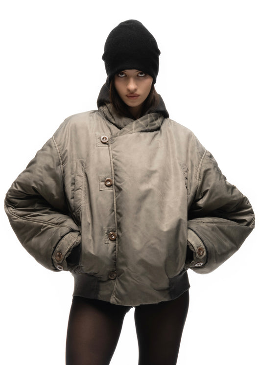 FENCING WAFFLE BOMBER JACKET USED BEIGE FEMALE