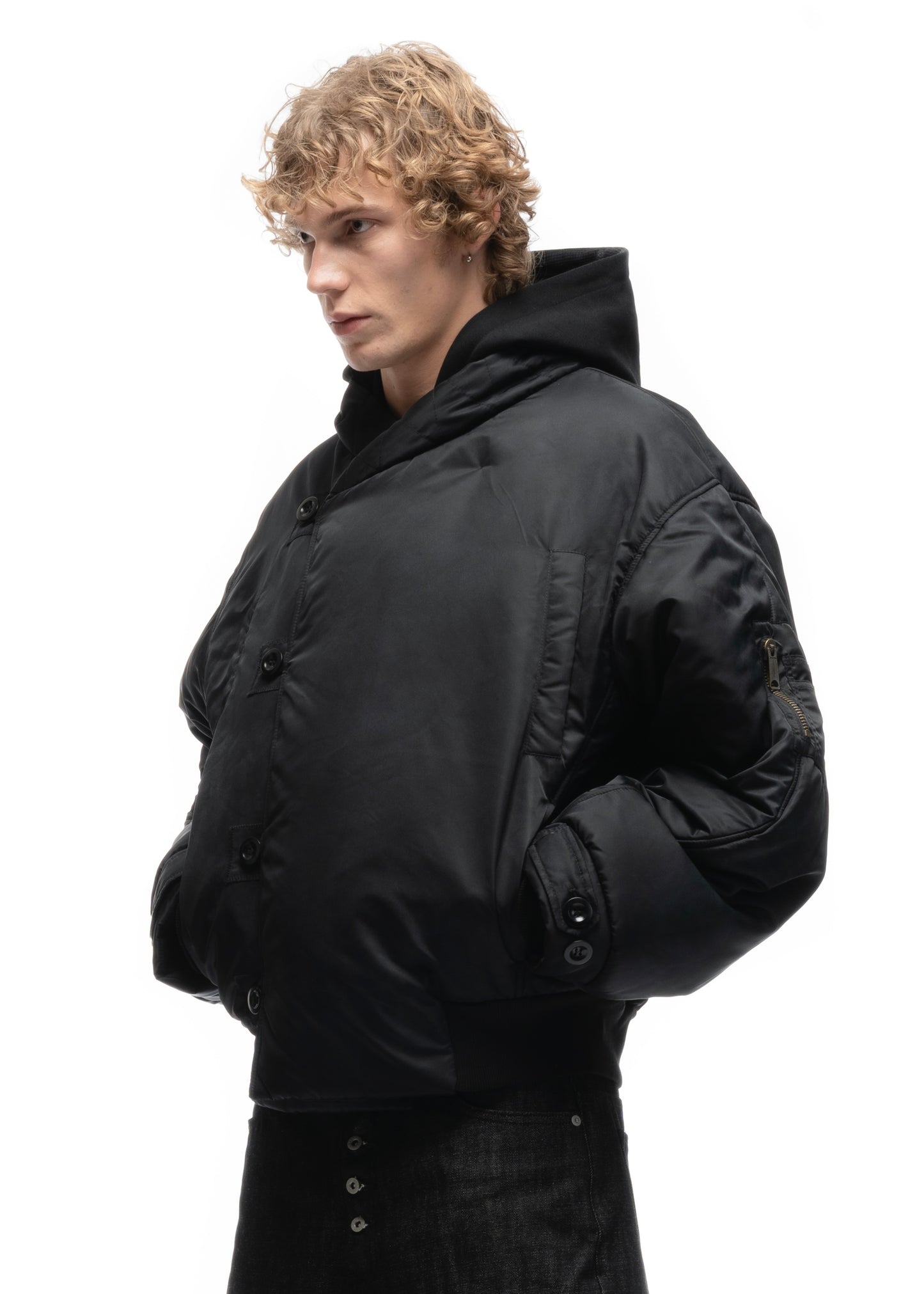 FENCING WAFFLE BOMBER JACKET BLACK