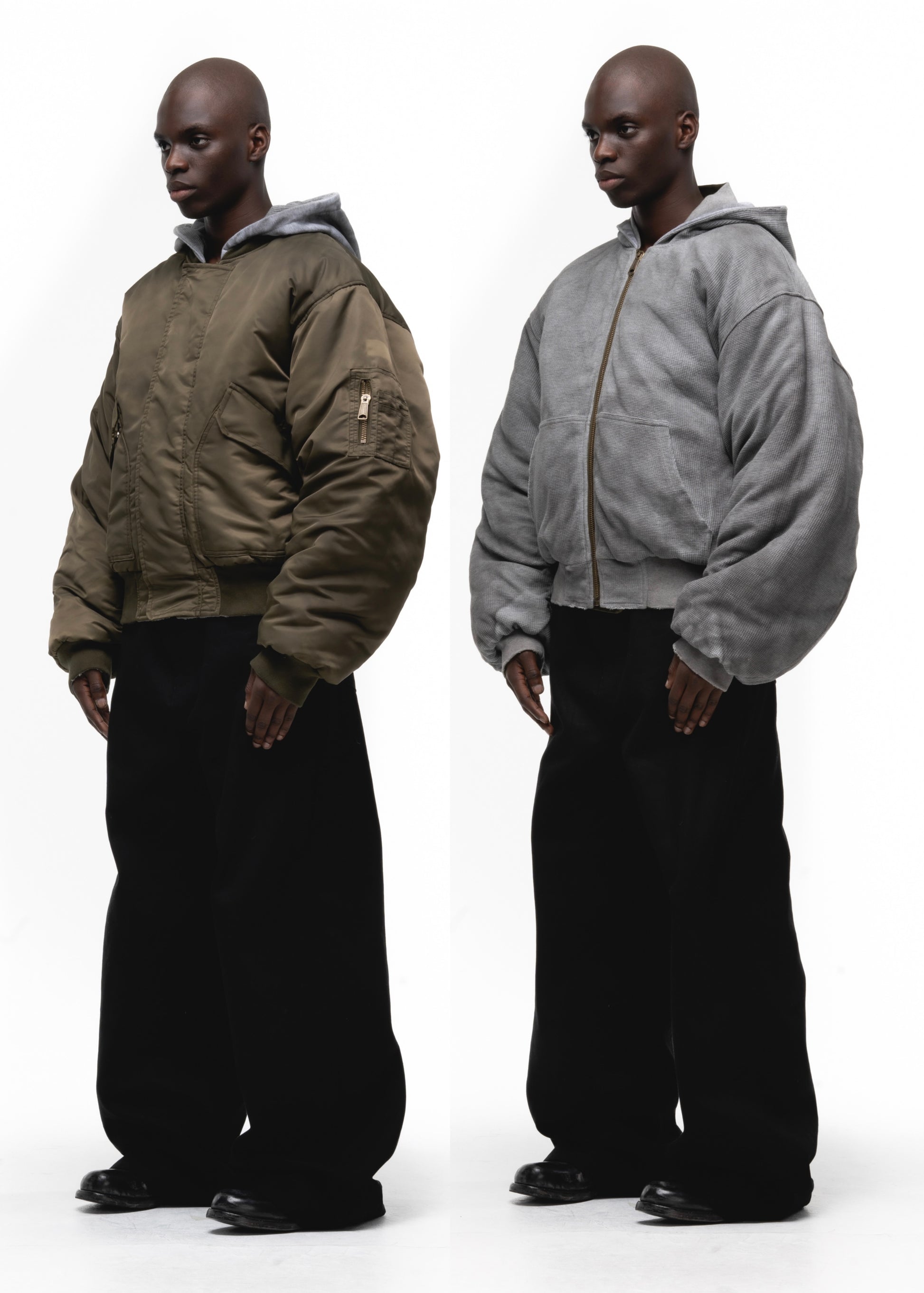 BASIC REVERSIBLE WAFFLE BOMBER GREEN – NO/FAITH STUDIOS