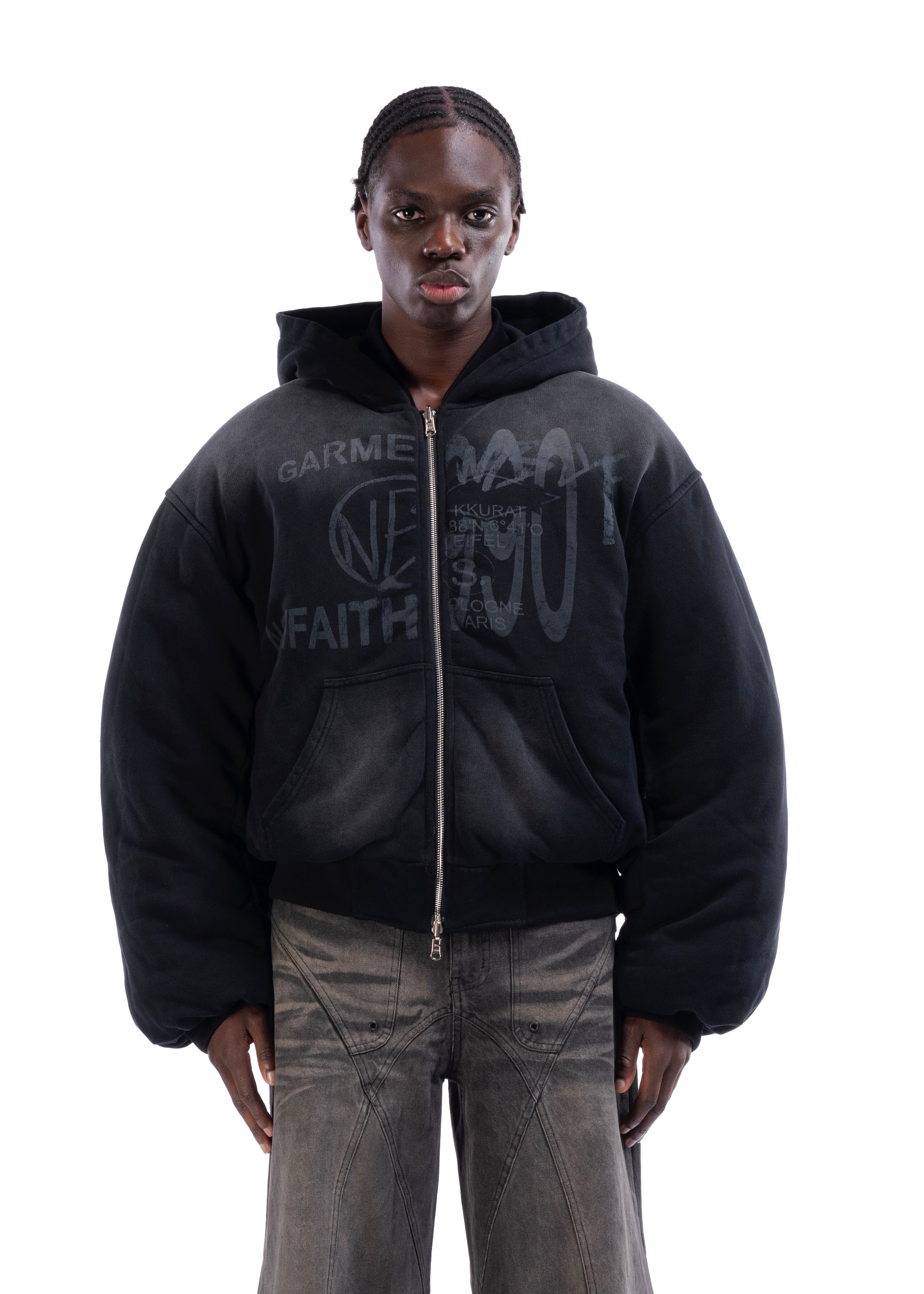 REVERSIBLE HOOD BOMBER JACKET BLACK – NO/FAITH STUDIOS