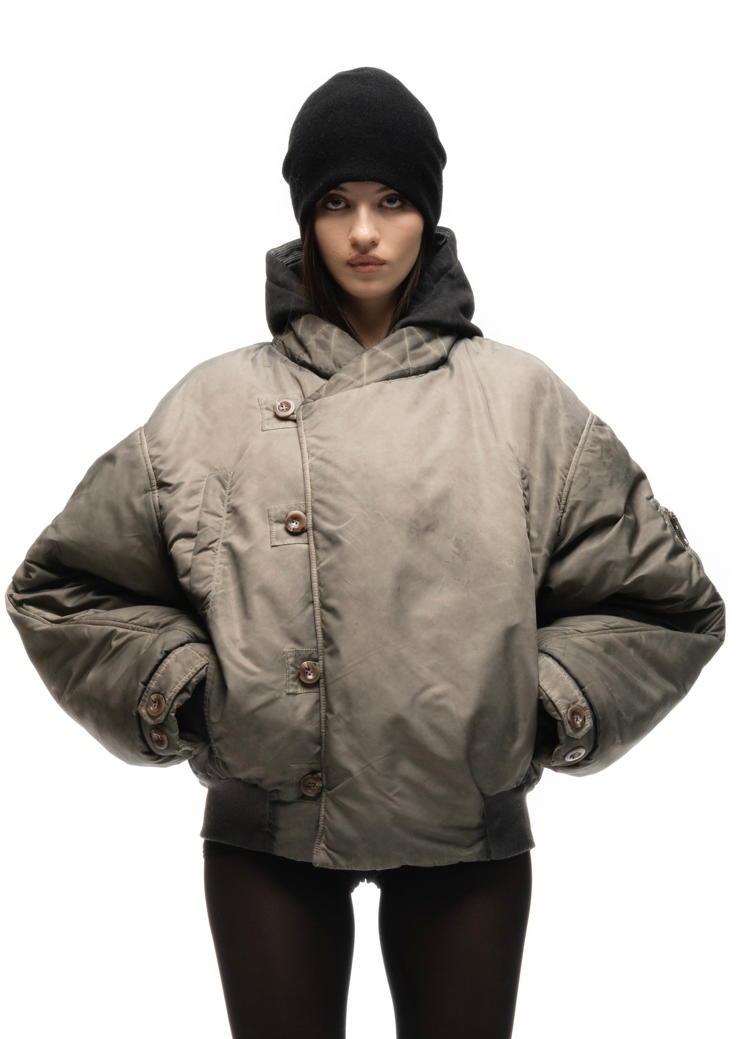 FENCING WAFFLE BOMBER JACKET USED BEIGE FEMALE